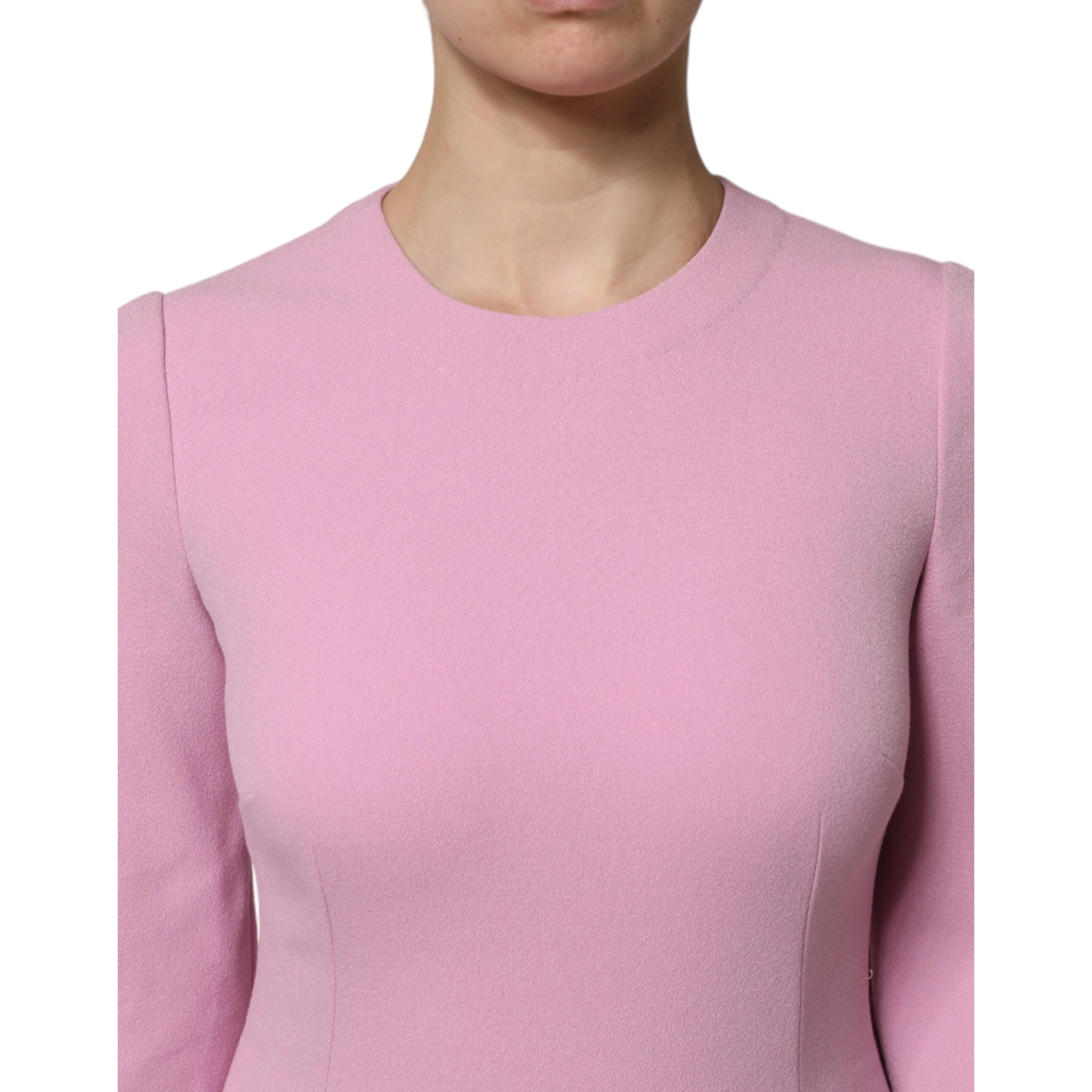 Pink Polyester Long Sleeves Sheath Mini Dress