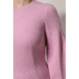 Pink Polyester Long Sleeves Sheath Mini Dress