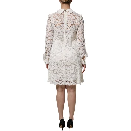 White Floral Lace Long Sleeves A-line Dress