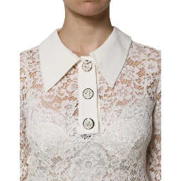 White Floral Lace Long Sleeves A-line Dress