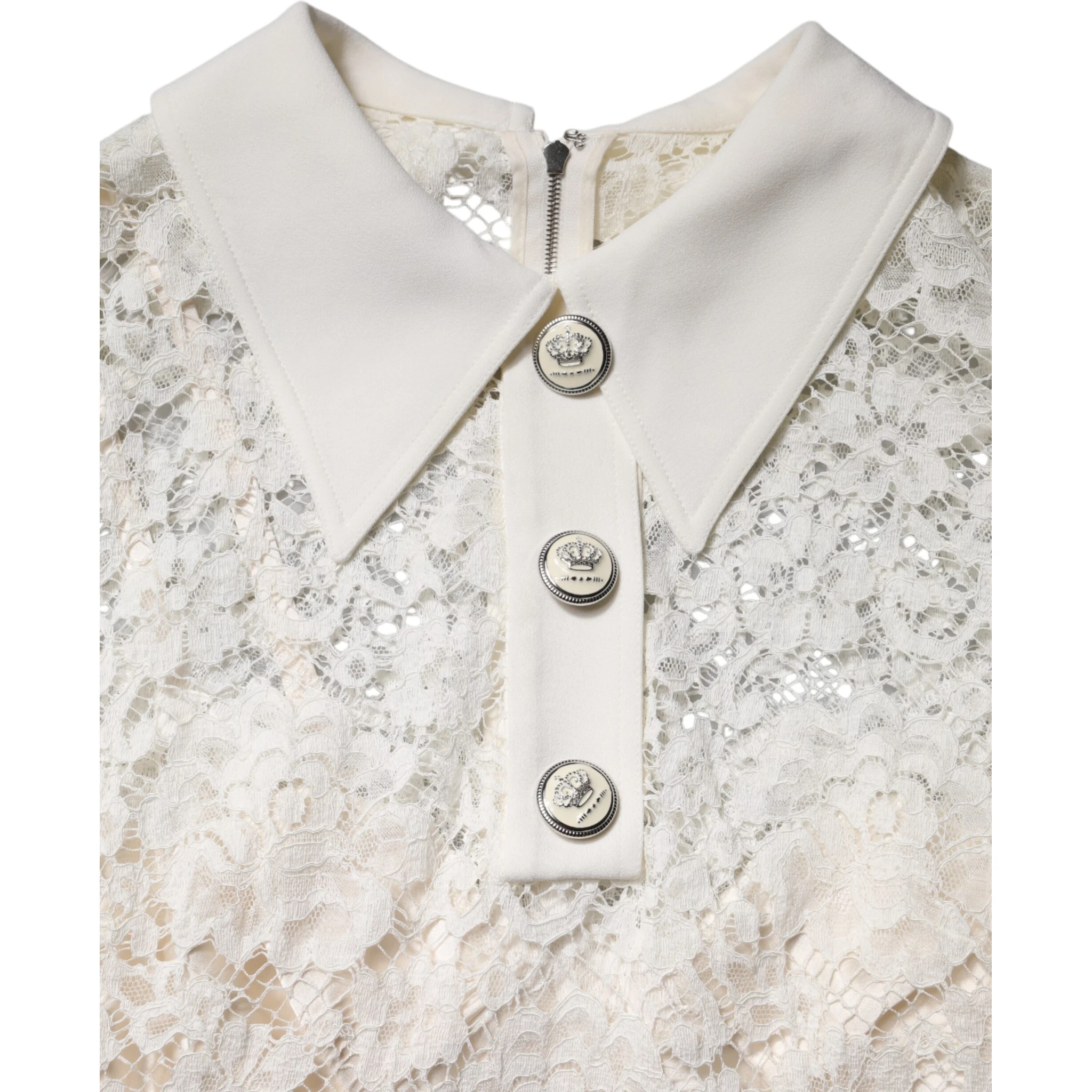 White Floral Lace Long Sleeves A-line Dress