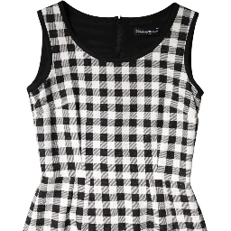 White Black Checkered Sleeveless Sheath Dress