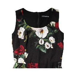 Black Floral Print Sleeveless Sheath Dress