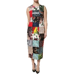 Multicolor Patchwork Sleeveless Sheath Dress