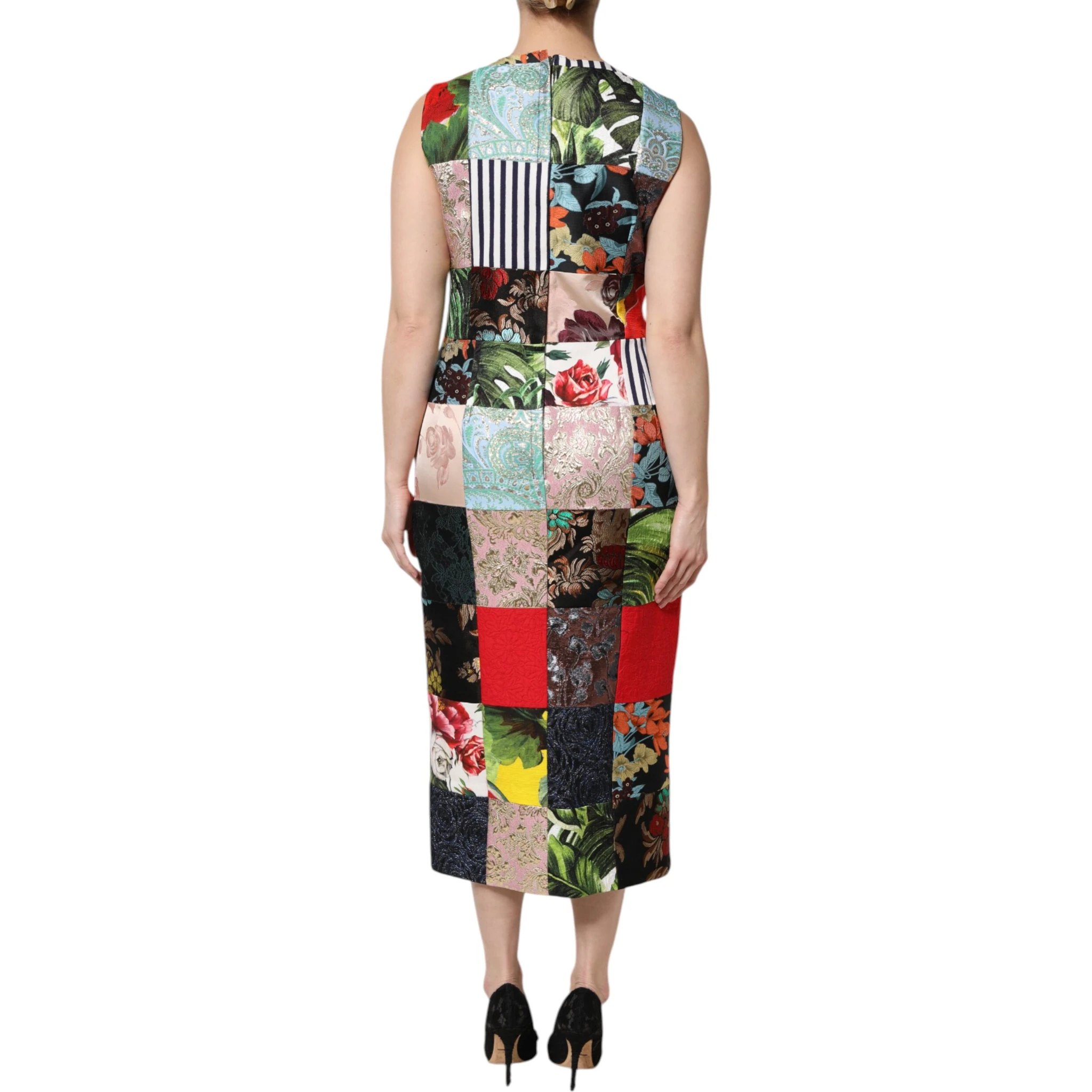 Multicolor Patchwork Sleeveless Sheath Dress