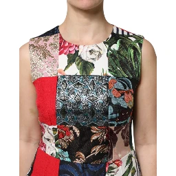 Multicolor Patchwork Sleeveless Sheath Dress