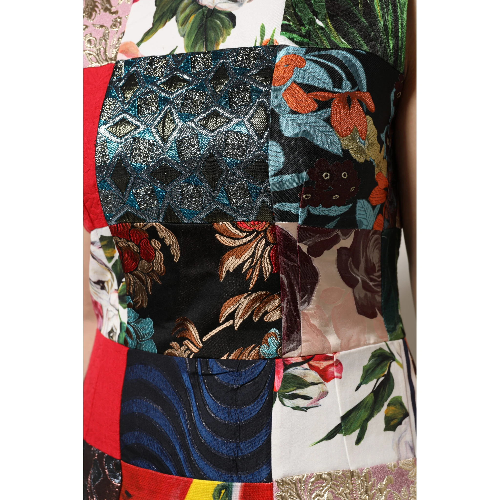 Multicolor Patchwork Sleeveless Sheath Dress
