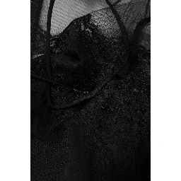 Black Lace Trim Nylon Tulle Sheath Midi Dress