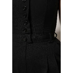 Black Wool Strapless Romper Jumpsuit Dress