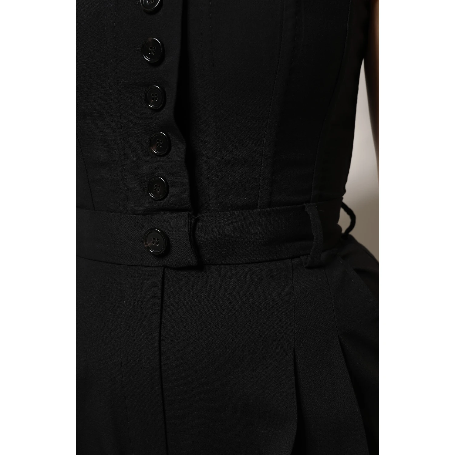 Black Wool Strapless Romper Jumpsuit Dress