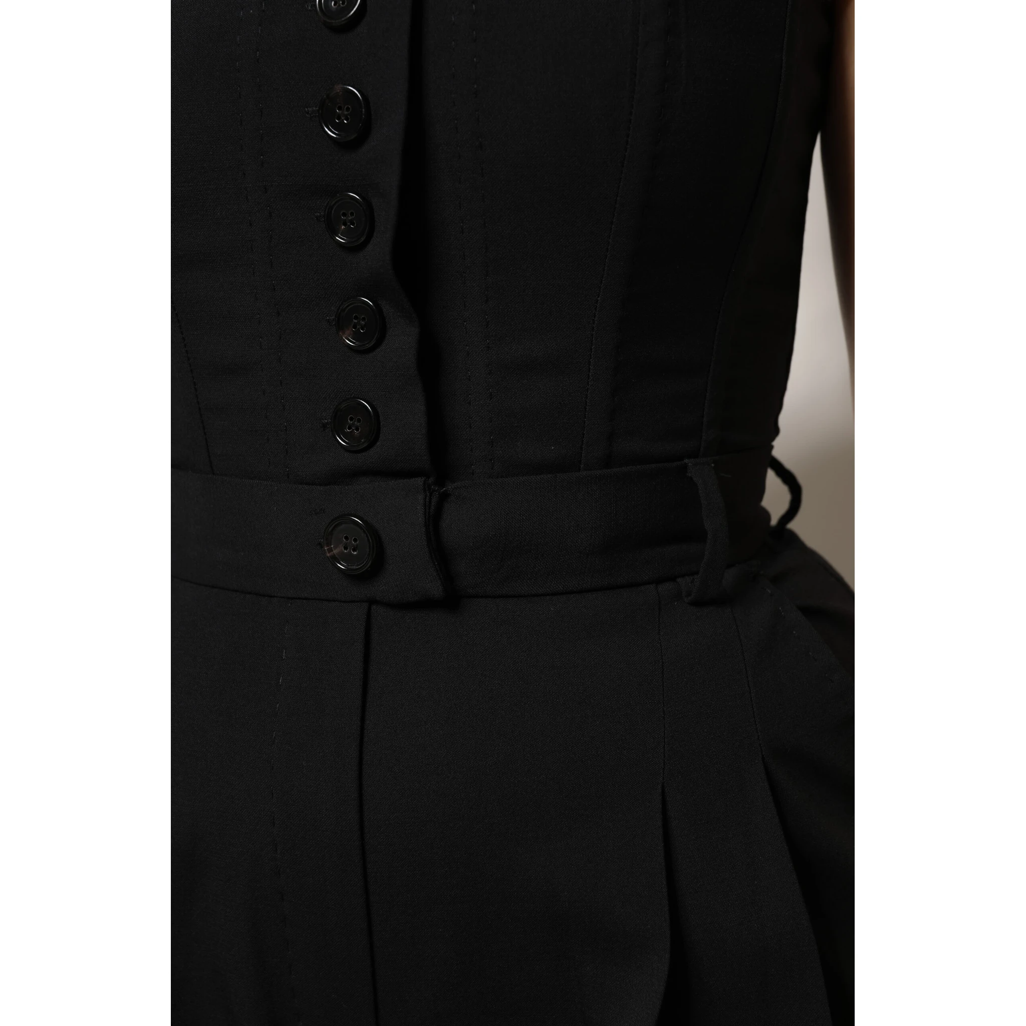 Black Wool Strapless Romper Jumpsuit Dress