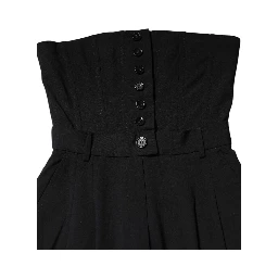 Black Wool Strapless Romper Jumpsuit Dress