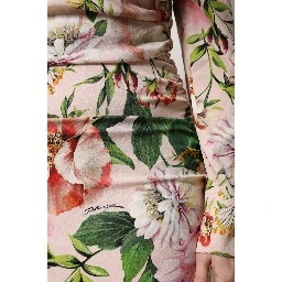 Pink Floral Silk Fit And Flared Midi Dress
