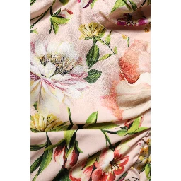 Pink Floral Silk Fit And Flared Midi Dress