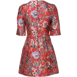 Red Floral Jacquard A-line Mini Dress