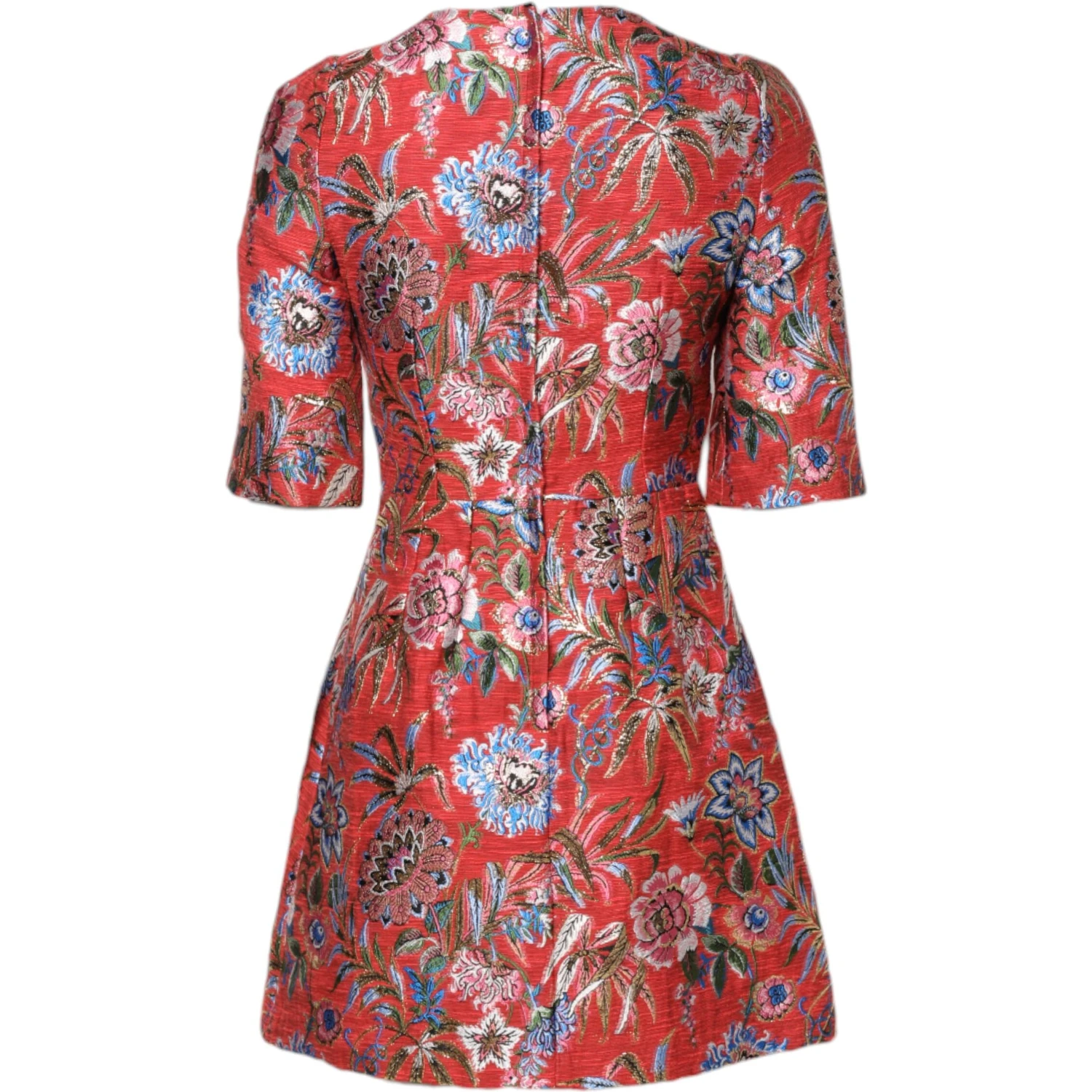 Red Floral Jacquard A-line Mini Dress