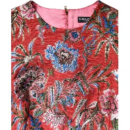 Red Floral Jacquard A-line Mini Dress