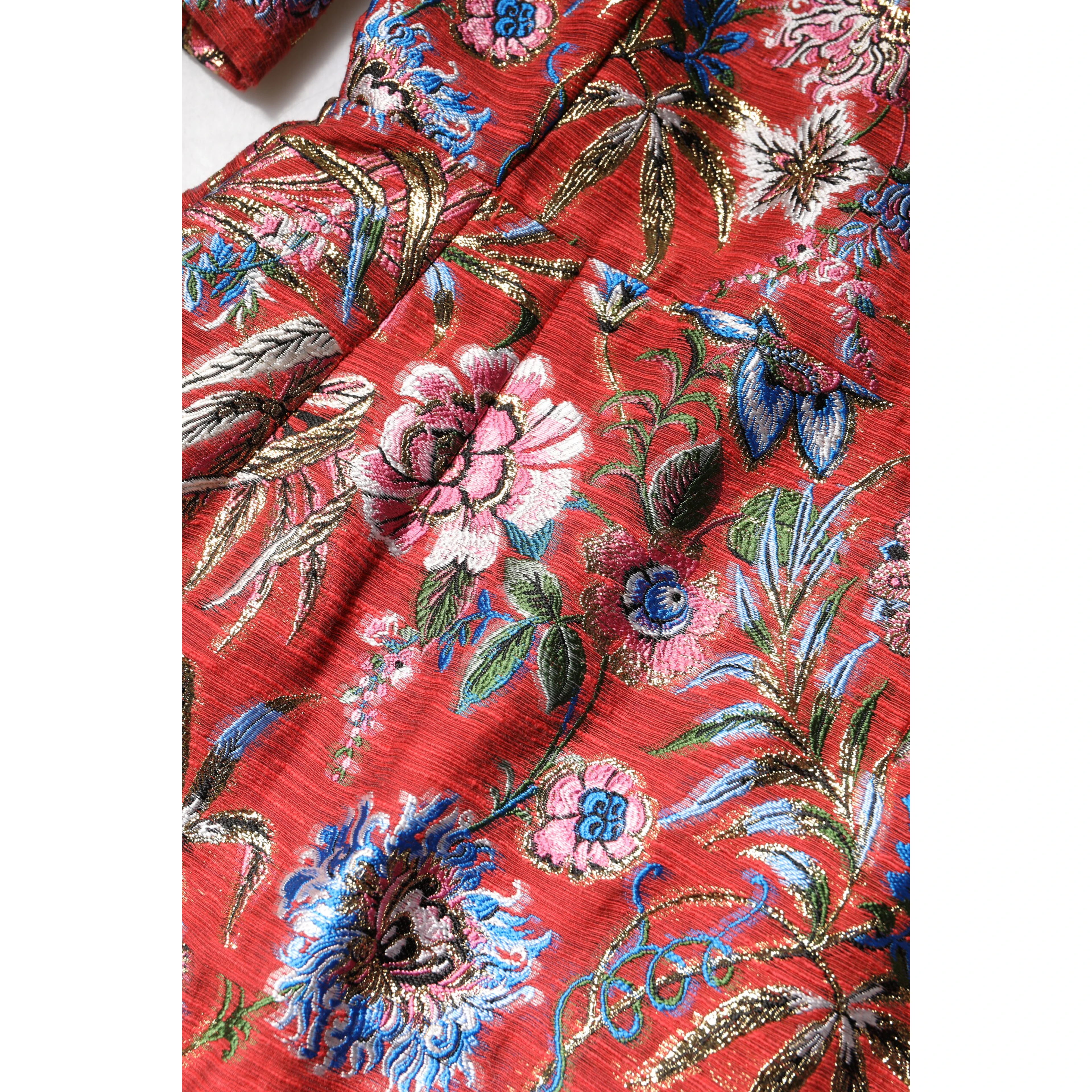 Red Floral Jacquard A-line Mini Dress