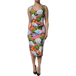 Multicolor Floral Sleeveless Sheath Dress