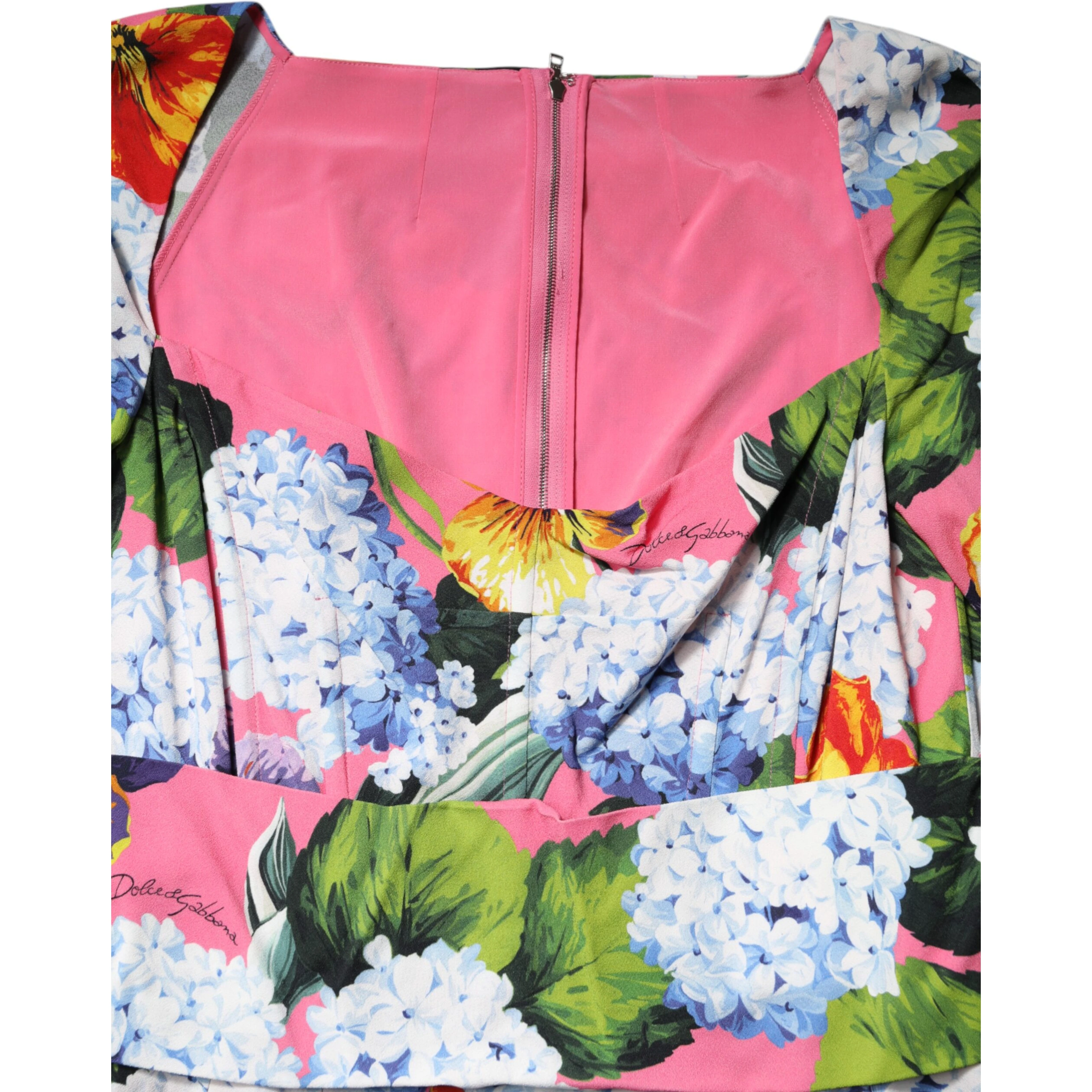 Multicolor Floral Pleated Sheath Midi  Dress
