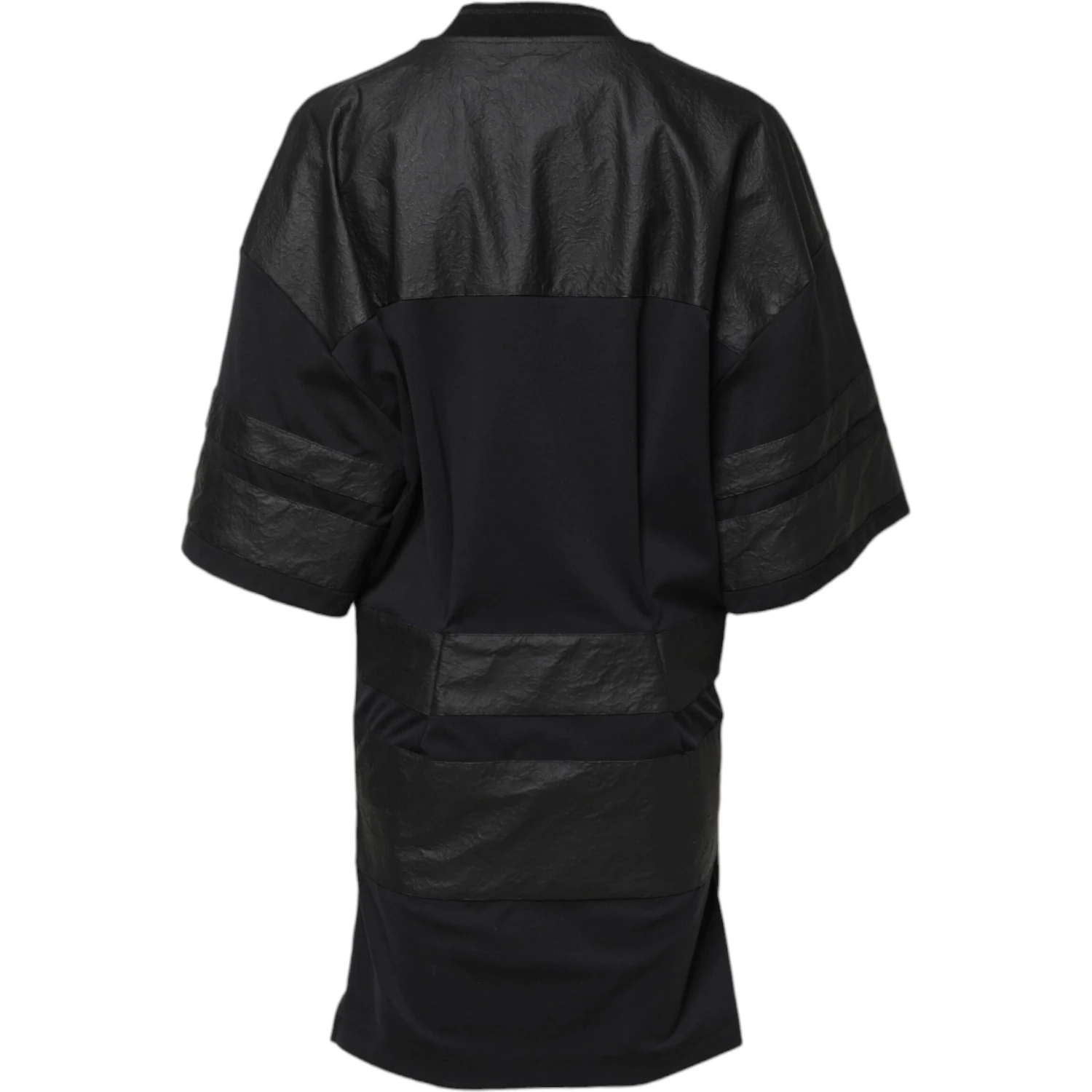 Black Cotton Short Sleeves V-neck T-shirt