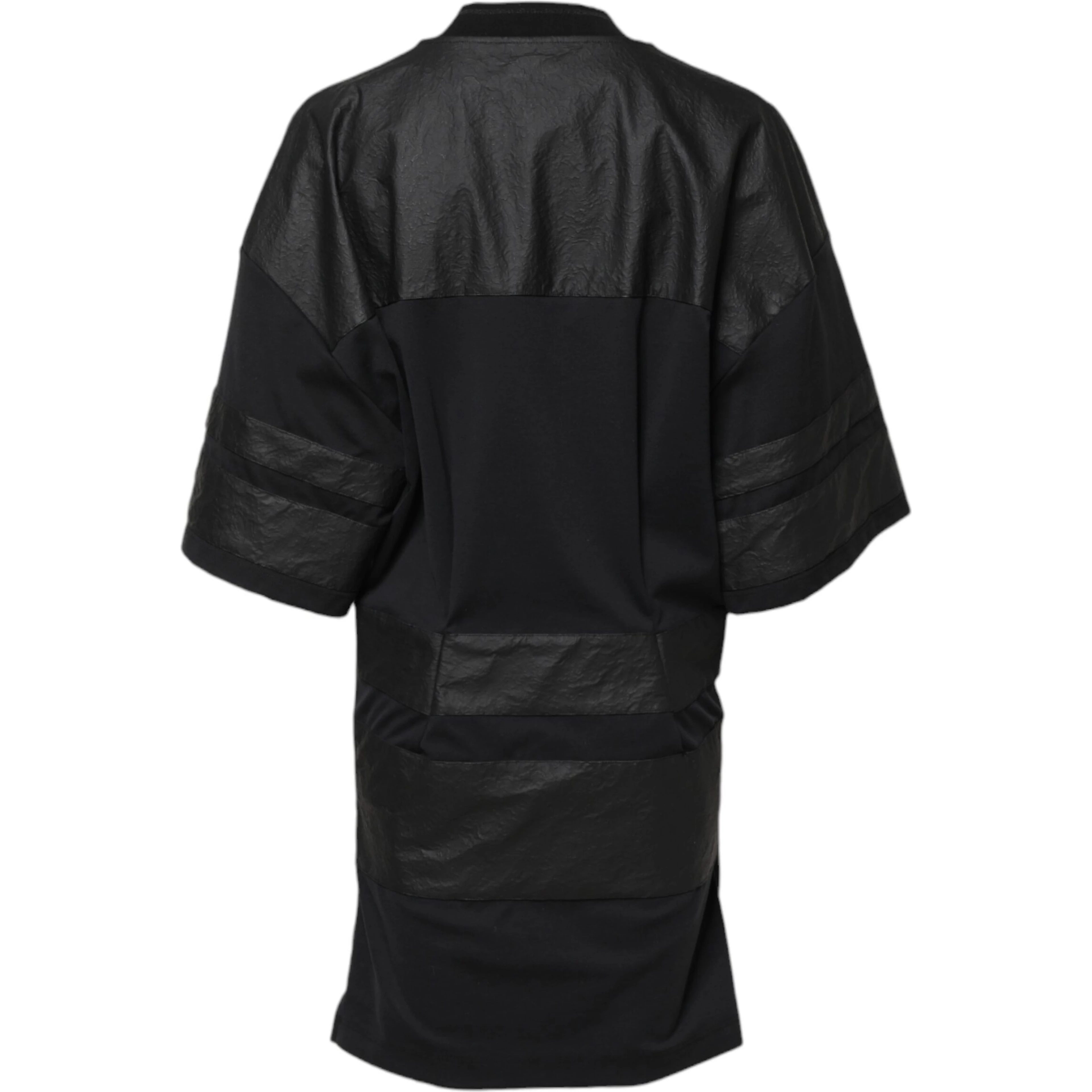 Black Cotton Short Sleeves V-neck T-shirt