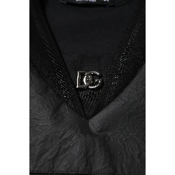Black Cotton Short Sleeves V-neck T-shirt
