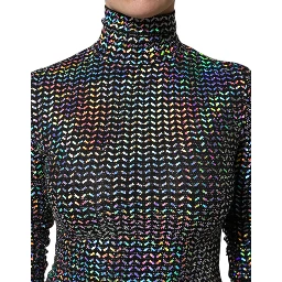 Black Embellished Nylon Bodycon Mini Dress