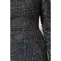 Black Embellished Nylon Bodycon Mini Dress