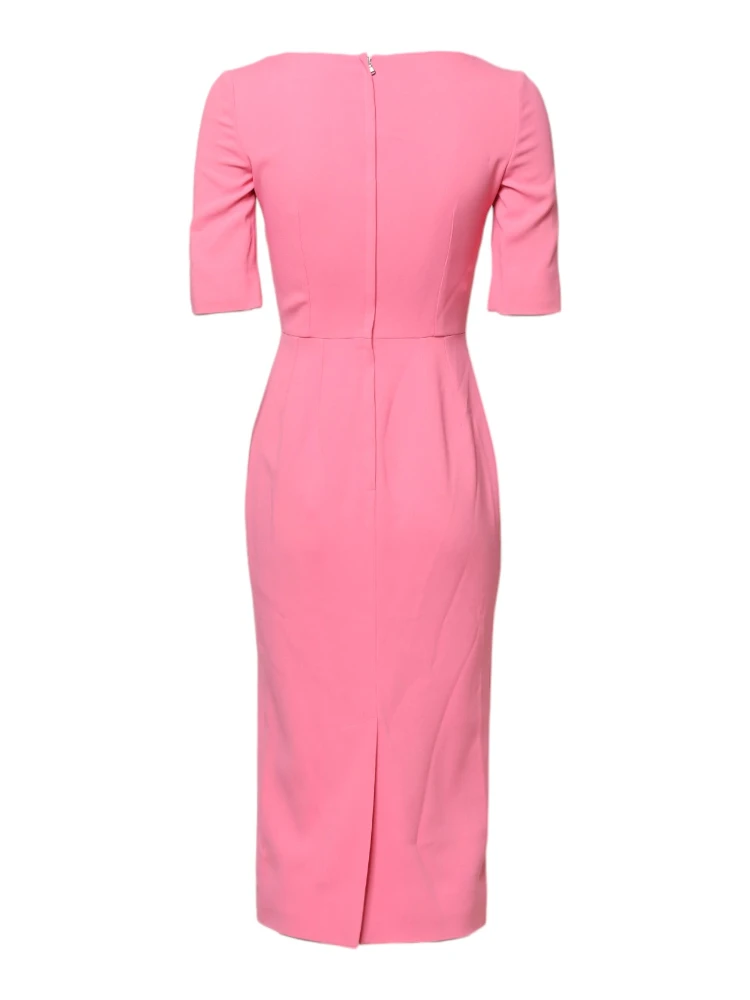 Pink Viscose Short Sleeve Sheath Midi Dress alternative