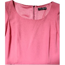 Pink Viscose Short Sleeve Sheath Midi Dress