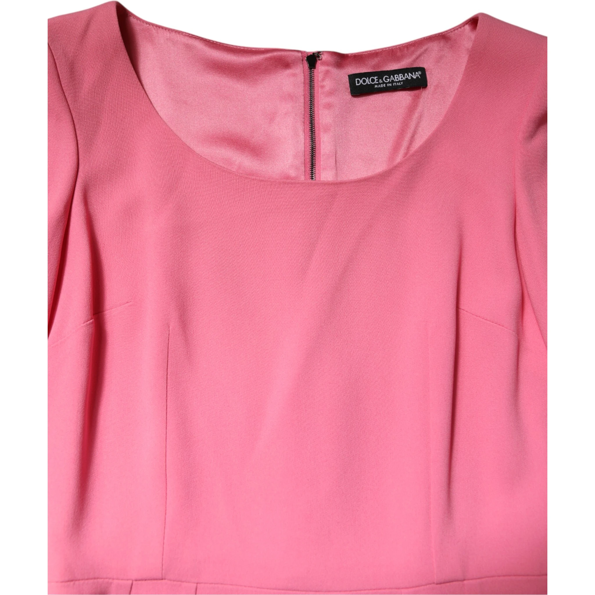 Pink Viscose Short Sleeve Sheath Midi Dress