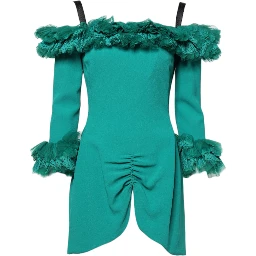 Green Lace Off Shoulder Sheath Mini Dress