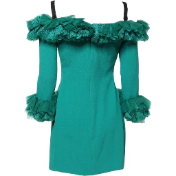 Green Lace Off Shoulder Sheath Mini Dress