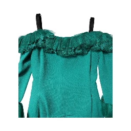 Green Lace Off Shoulder Sheath Mini Dress