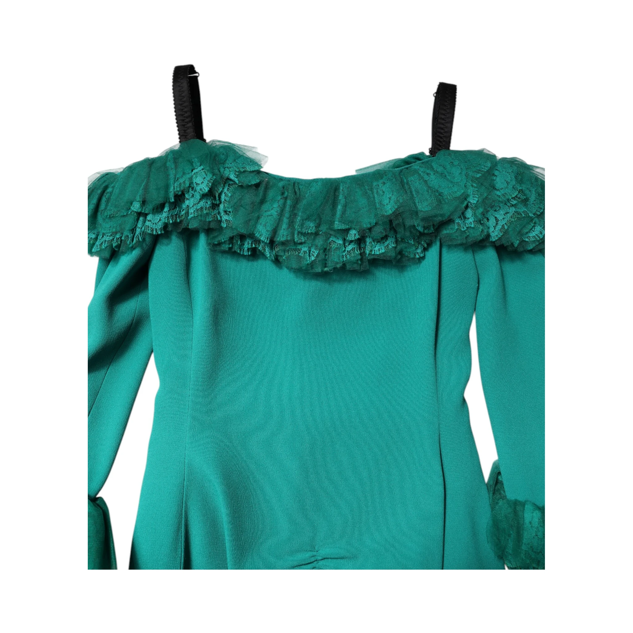 Green Lace Off Shoulder Sheath Mini Dress