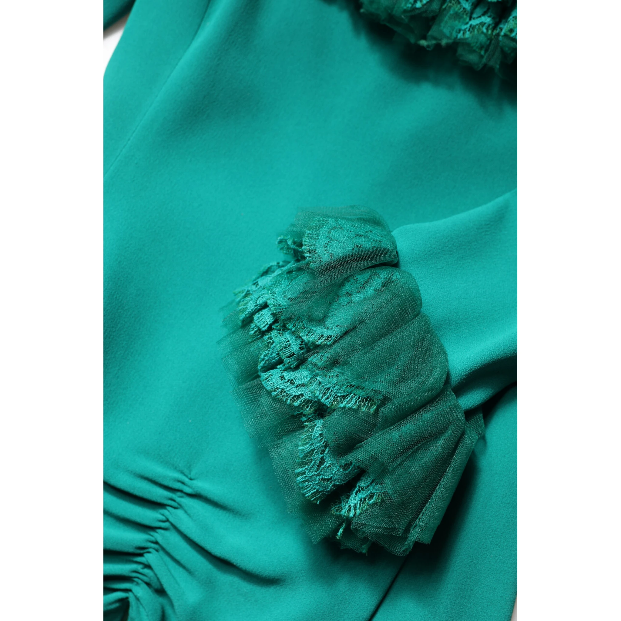 Green Lace Off Shoulder Sheath Mini Dress