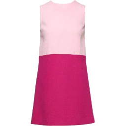 Pink Blue Wool Sleeveless Shift Mini Dress