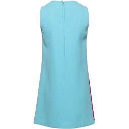 Pink Blue Wool Sleeveless Shift Mini Dress