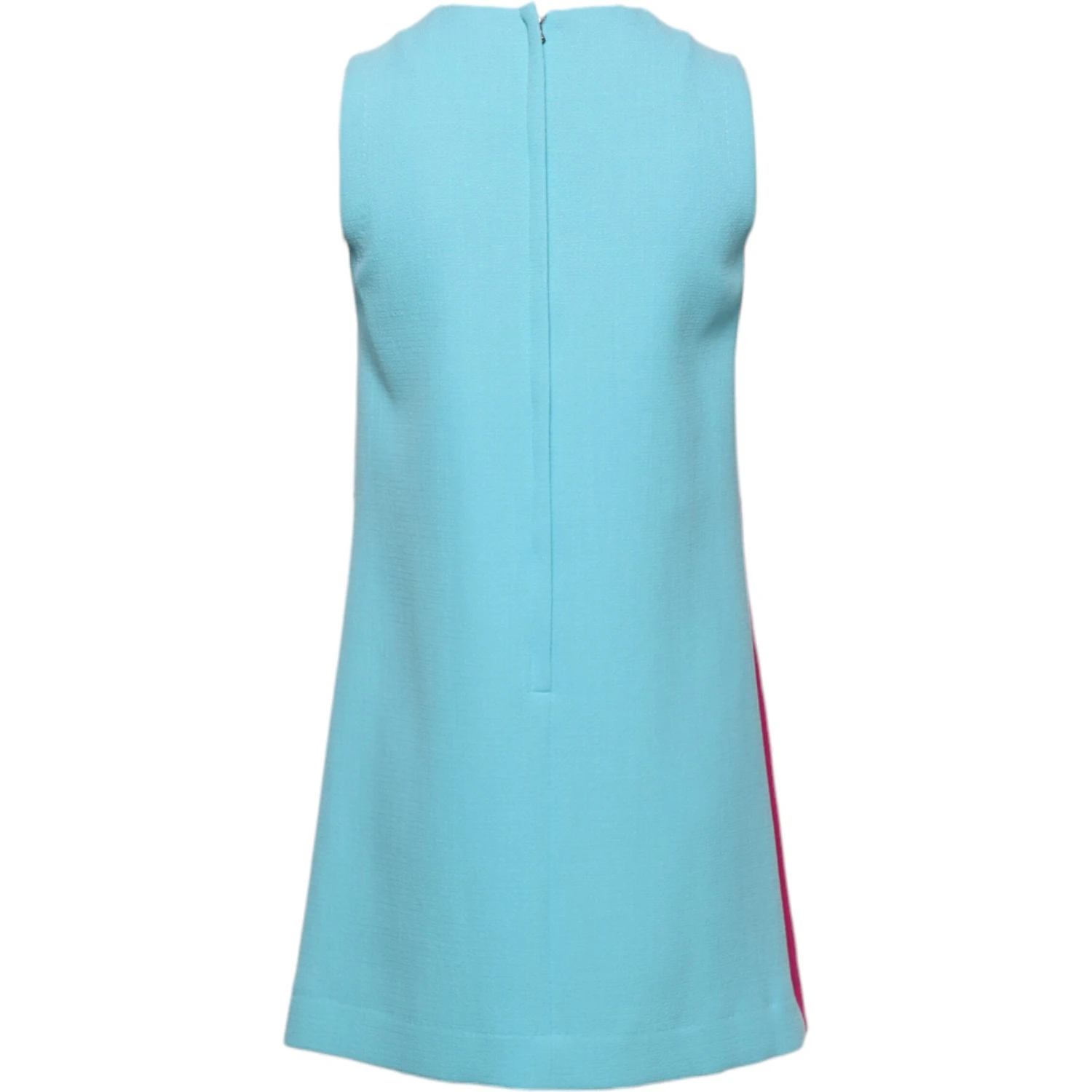 Pink Blue Wool Sleeveless Shift Mini Dress