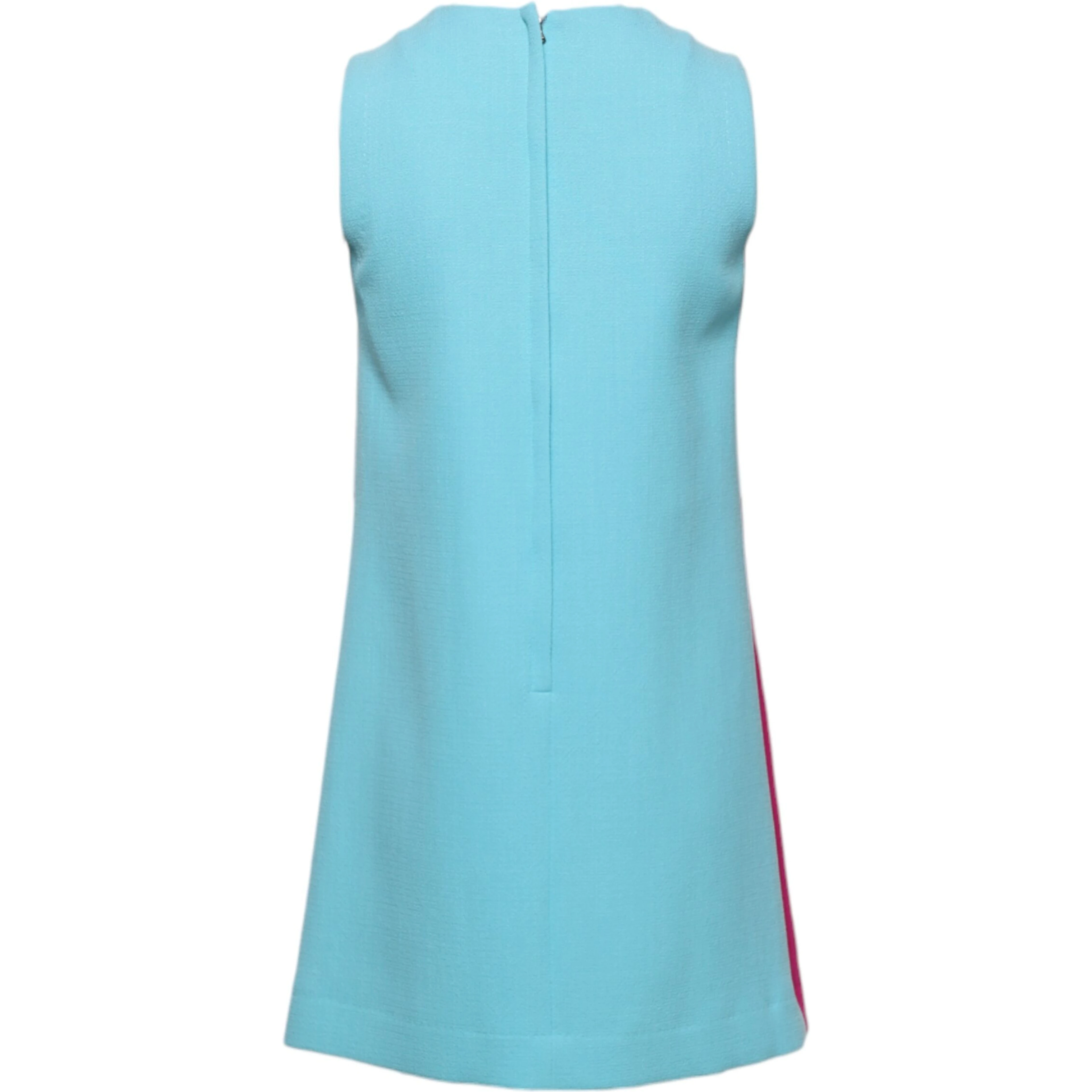 Pink Blue Wool Sleeveless Shift Mini Dress
