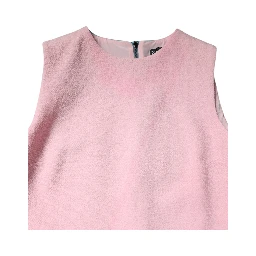 Pink Blue Wool Sleeveless Shift Mini Dress