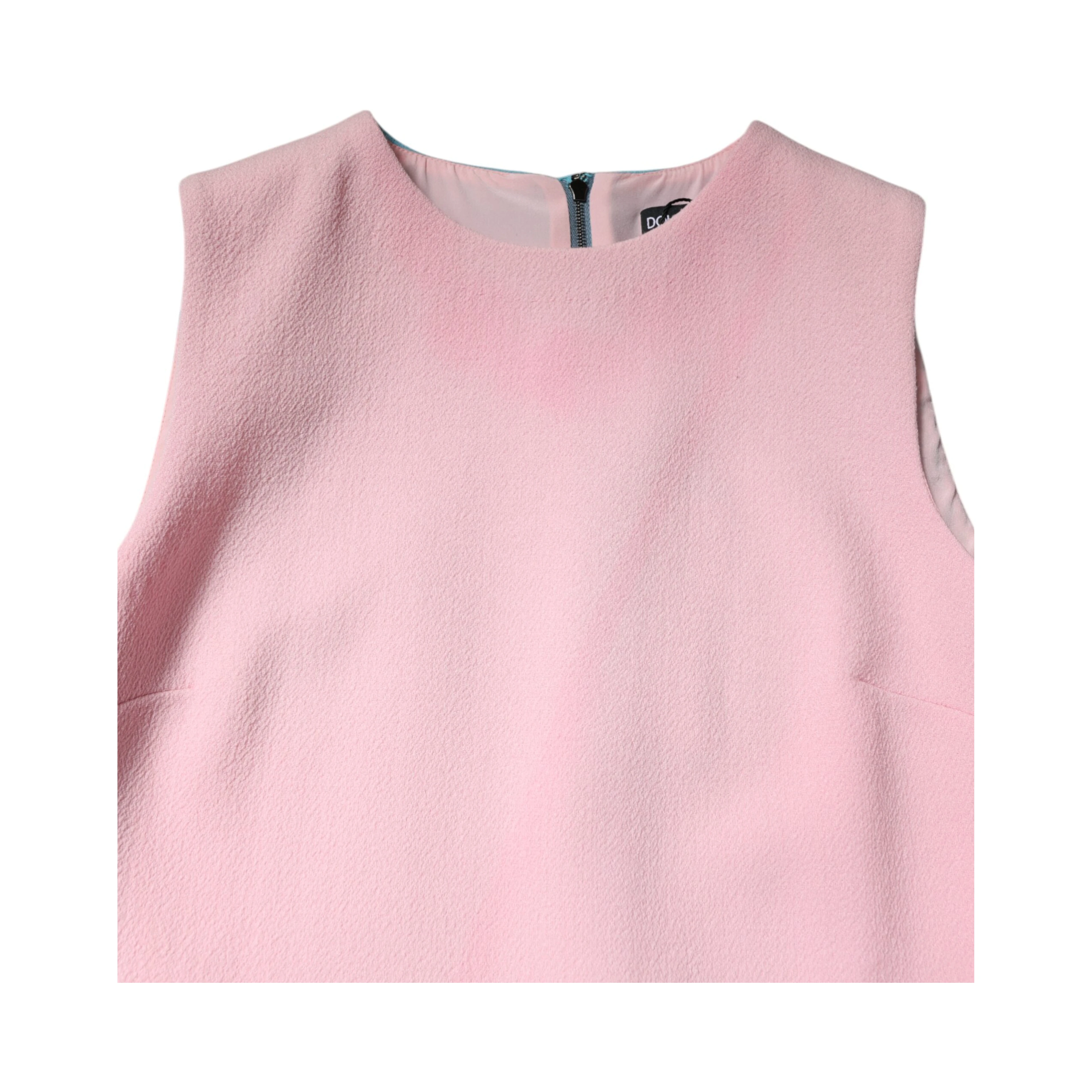 Pink Blue Wool Sleeveless Shift Mini Dress