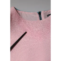 Pink Blue Wool Sleeveless Shift Mini Dress