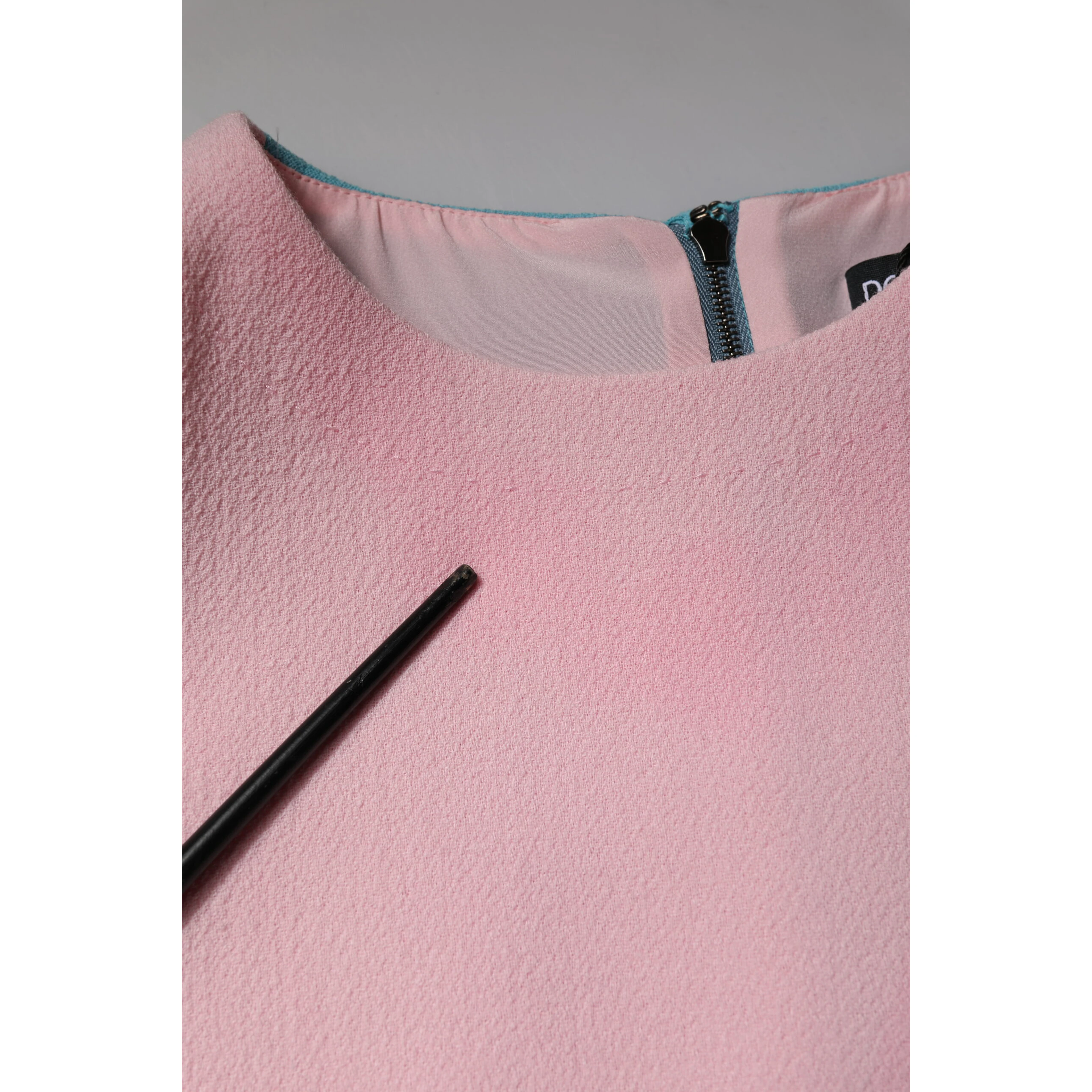 Pink Blue Wool Sleeveless Shift Mini Dress