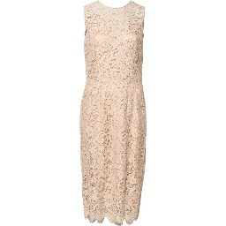Beige Floral Lace Sleeveless Sheath Dress