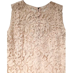 Beige Floral Lace Sleeveless Sheath Dress