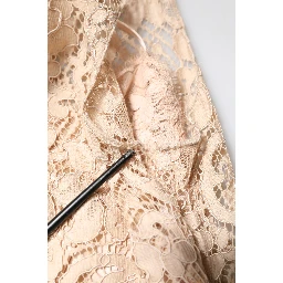 Beige Floral Lace Sleeveless Sheath Dress