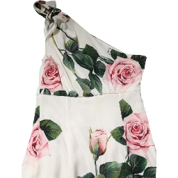White Floral One Shoulder Sheath Midi Dress