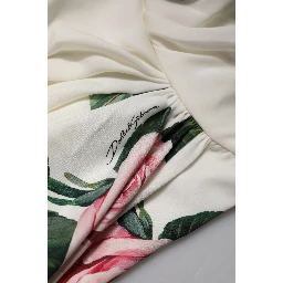 White Floral One Shoulder Sheath Midi Dress